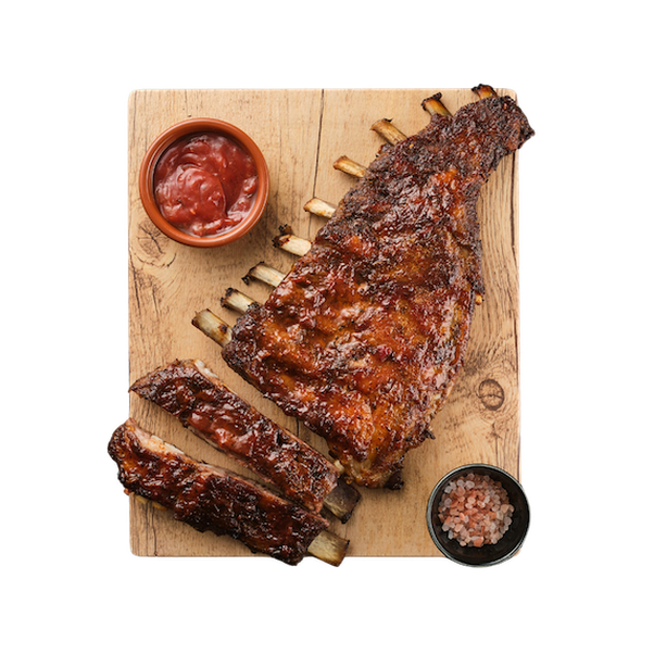 Smoked ribs on a platter